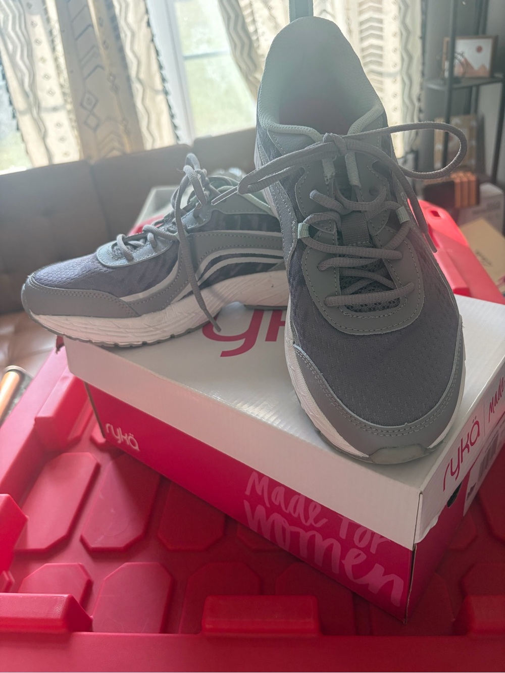 Ryka Grey and White womens’ Casual Sneakers